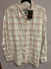 LEVIS Plaid Flannel Button Down Shirt-NEW Silvertab Green/Grey L/S Womens 2XL