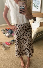 Silk/satin Leopard Print Midi Skirt Medium 