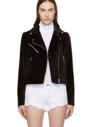 Rag and Bone Mercer Moto Jacket Velvet Black Size Medium