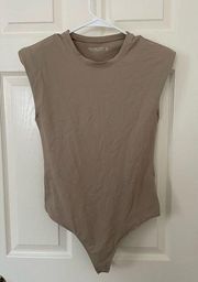 Abercrombie Soft A&F Sleeveless Shoulder Pad Bodysuit Tan Brown Size Medium
