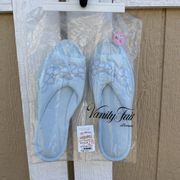 New Vintage Vanity Fair Slippers Blue Floral Size Small 5/6