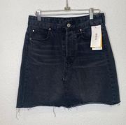 H&M &Denim by  Washed Black Denim Skirt w/ Frayed Raw Hem NWT Sz 4 Cotton