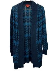 Missoni for Target Navy Blue Chevron Print Long Sleeve Open Cardigan Size M