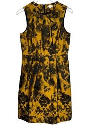 Shoshanna Emelia Rose Dress Size 10 Black & Gold Floral Print Pockets