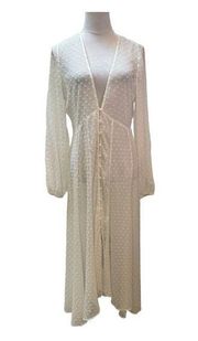 Express Rocky Barnes White Sheer Kimono  Maxi Beach Cover up Size M