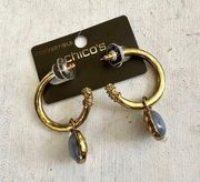 Chicos janet blue gold hoop earrings