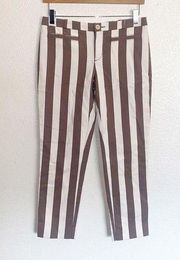 Cartonnier Anthropologie Brown And White Striped Trouser Business Casual Pants