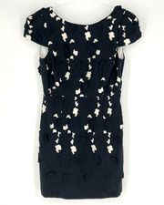 Tibi Cotton Lace Cap Sleeve Open Back Dress Black White 6
