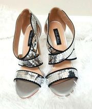 New ONLY MAKER Silver Sequins Heels size 7