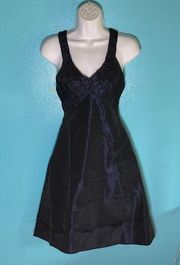Jim Hjelm Occasions Vintage Event Dress Size 2 /XS Black Taffeta with Blue Sheen