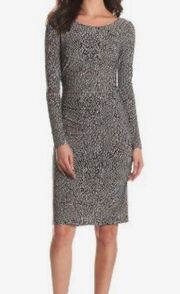 KAMALIKULTURE Norma Kamali Long Sleeve Shirred Waist Bodycon Dress Gray Snake XL