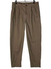 Eileen Fisher Light Brown Pleated High Rise Straight Leg Chino Pant 8