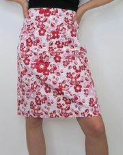 Vintage Y2K Pink and Red Floral Pencil Skirt