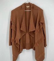 Kori America Rust Longline Boho Fringed Open Cardigan Size Small/Medium