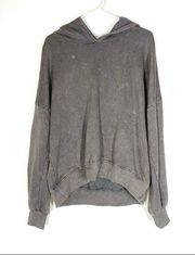 Lulus Boat House Pullover Hoodie in Washed Stone Grey Color Size Small