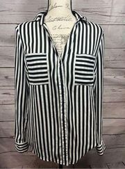 My Michelle medium black and white striped blouse - 2450