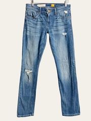 Pilcro and the Letterpress Straight Hyphen Distressed Mid-Rise Jeans Size 26