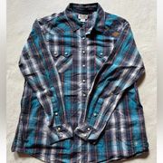 Ariat REAL Magnificent Snap Women's Plaid Shirt Heavy Embroidery Size XLarge
