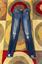 Los Angeles by Flying Monkey Distressed Frayed Skinny Jeans Size 27