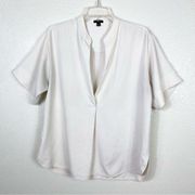 Ann Taylor Offwhite Crepe Oversized Blouse Top