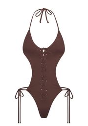 lace Up Cut Out Monokini Swimsuit (wear As A Bodysuit!) Halter NWT