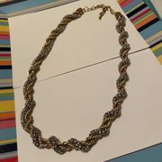 Beautiful Signed ZARA runway fashion Rhinestone Look - Gold Tone Long Necklace