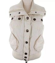 BB Dakota Quilted Puffer Vest Full Zip Button Closure off White Women’s Size M