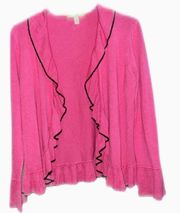 Pink,Black Ruffled Sweaterl size medium