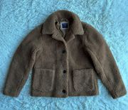 Abercrombie And Fitch Brown Sherpa Button Up Coat Size L