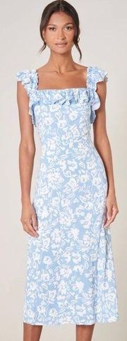 Sugarlips Allegra pattern dress white and blue Medium