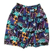 Essentials by Worthington Purple and Blue Funky 90s High Rise Shorts 26