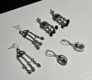 Lot Of 3 Silver Tone Dangle Drop Earrings - Signed Jewelmint, Nine West, Avon