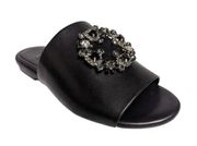 Charles David Soleil Black Slide Flat Sandal Jeweled Top Size 6.5