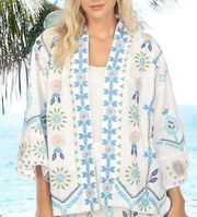 Johnny Was JWLA Oriel Cropped Linen Embroidered Kimono NWT (oversized)!