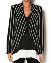 Jealous Tomato Black and White Striped Zipper Blazer Size Small