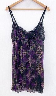 NEW Cacique Black Purple Sheer Lingerie Chemise Camisole Dress 14/16