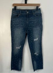 Women’s | International Concepts Skinny Leg Crop Rhinestone Jeans | Size 4