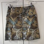 Marc By Marco Jacobs Grey XS Mini Floral Aline Leaf Print Skirt Boho Western