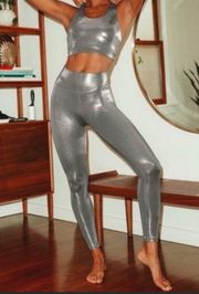 All Fenix X Anthropologie Liquid Foil Shine High Rise 7/8 Leggings: Silver