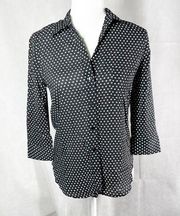 L’AGENCE Ryan 3/4 Sleeve Blouse Spade Print Black White Size XS