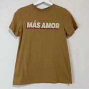 Well Worn Women’s Más Amor Short Sleeve Graphic Tee Shirt Tan NWT