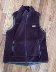 LL Bean Womens Vest L Purple / Plum Deep Mountain Pile Fleece Sherpa Vest