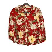 Caribbean Joe Tropical Button Down Floral Shirt Women’s Size Large Island Shirt!