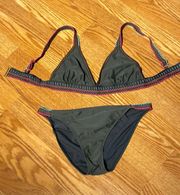 size Large top & XL bottom olive green swimsuit