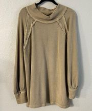 Free People We The Free Oversized Chunky Knit Pull Over Tunic Sweater Neutral L