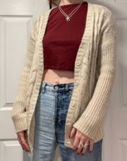 Beige Cable Knit Cardigan