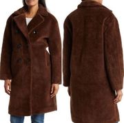 Rebecca Minkoff Faux Shearling Double Breasted Brown Coat XL