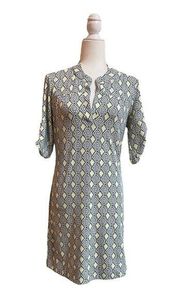 Ellie Kai Geometric Print Green Sheath Dress Women Size 2 Resort Travel Summer