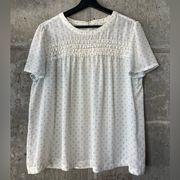 Woman’s ELLE Sheer Short Sleeve Blouse Size XL Ivory