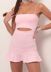 Lucy in the Sky Reilly Cutout Ruffle Dress in Light Pink